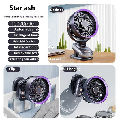 S6 Circulation Fan - 3-in-1 Smart Desktop Fan with Digital Display & 10000mAh Battery