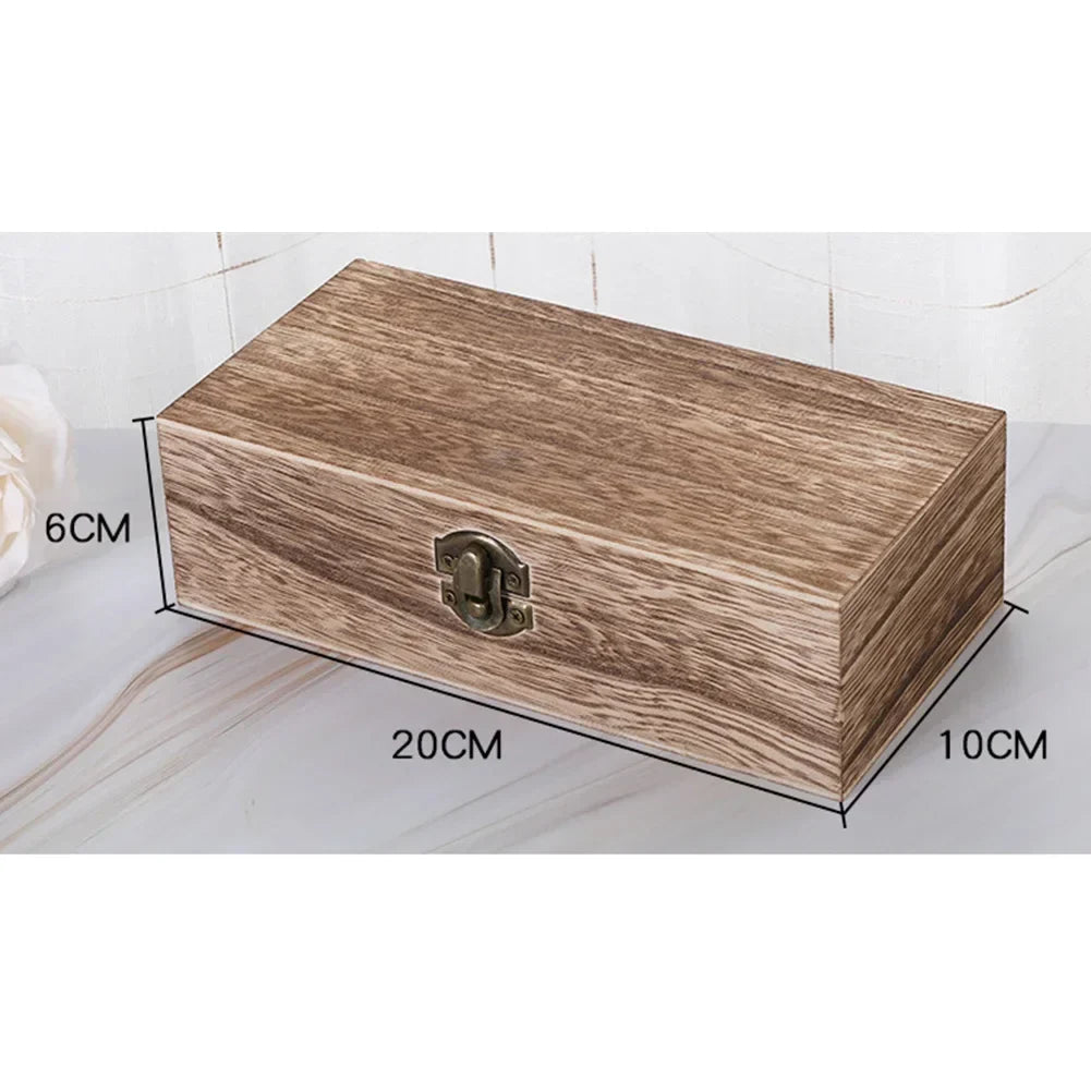 Antique Style Wooden Carbonization Gift Box Rectangular Burnt Wood Hairpin Storage Home Decor Organizer for Jewelry Keepsakes