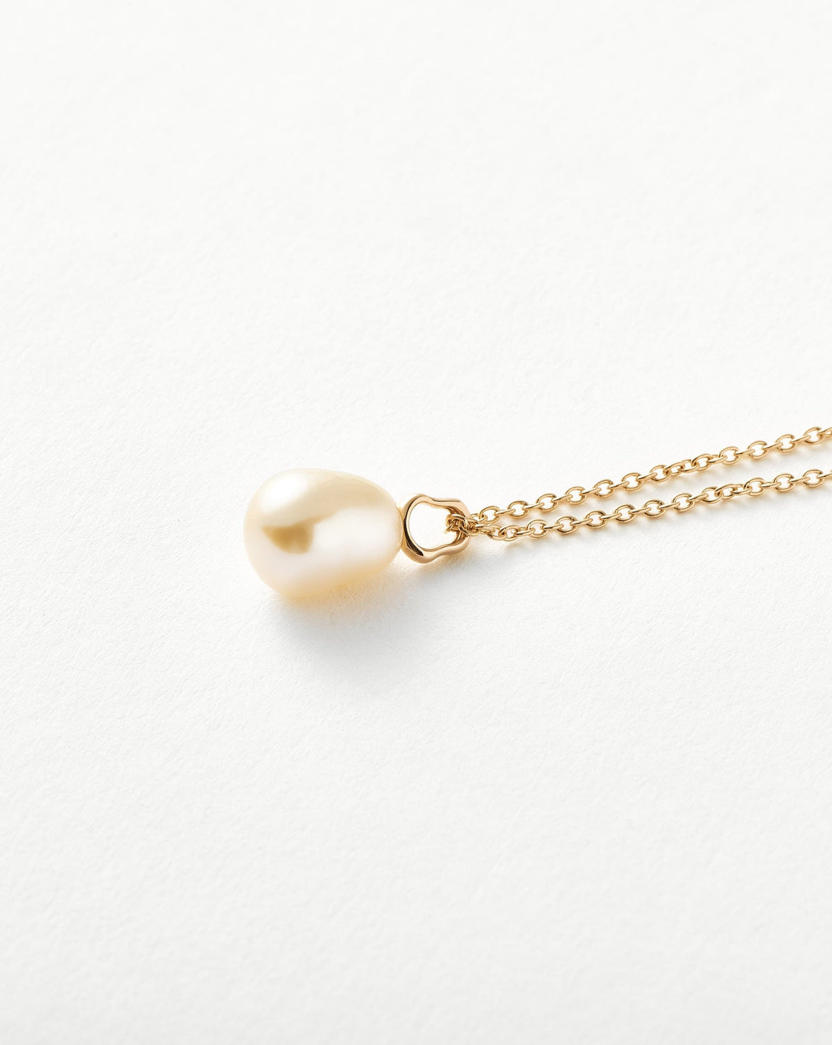 Solid Gold Baroque Pearl Organic Pendant Necklace