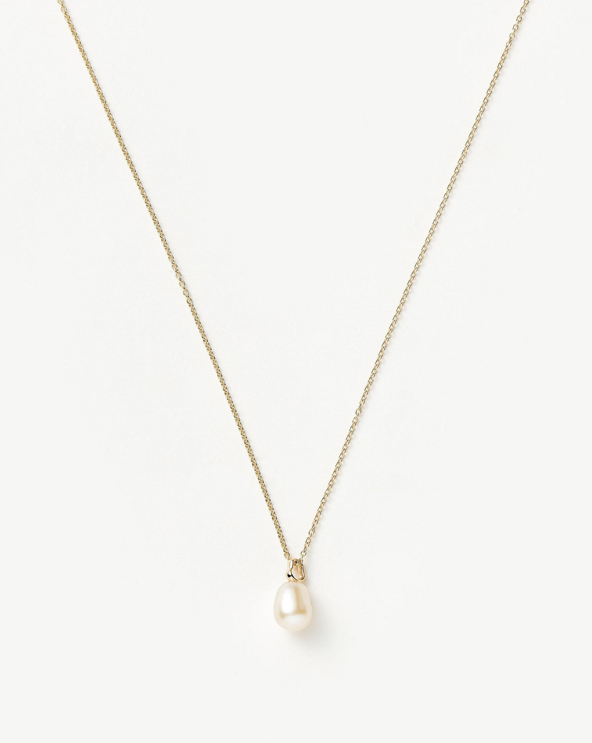 Solid Gold Baroque Pearl Organic Pendant Necklace