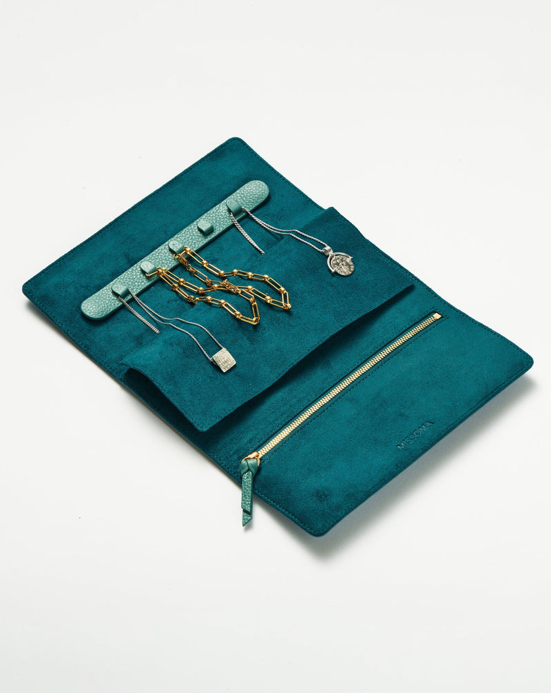 Leather Jewellery Roll | Lapis Blue detail view